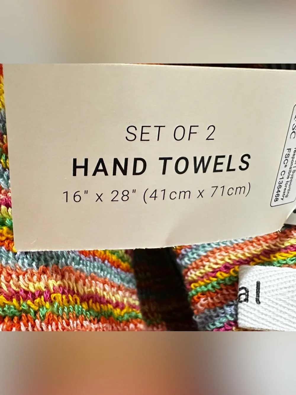Rachel Zoe set-2 Made in Portugal Multicolor Striped cotton hand towels set